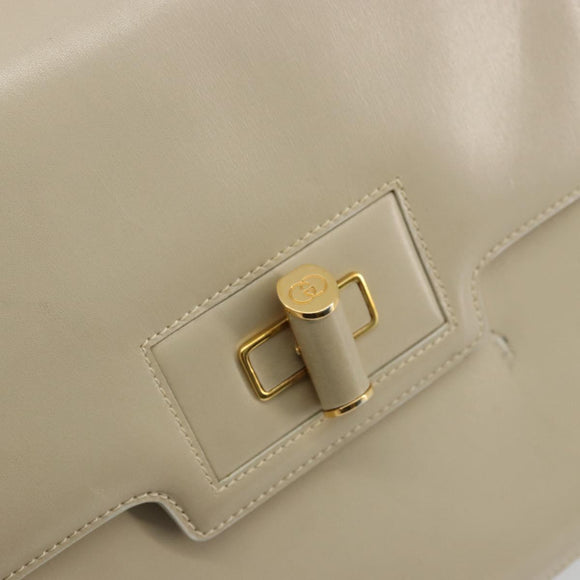 GUCCI Shoulder Bag Leather Beige Gold 26 001 0647 Auth 178561