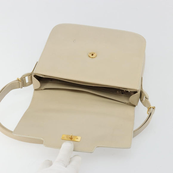 GUCCI Shoulder Bag Leather Beige Gold 26 001 0647 Auth 178561