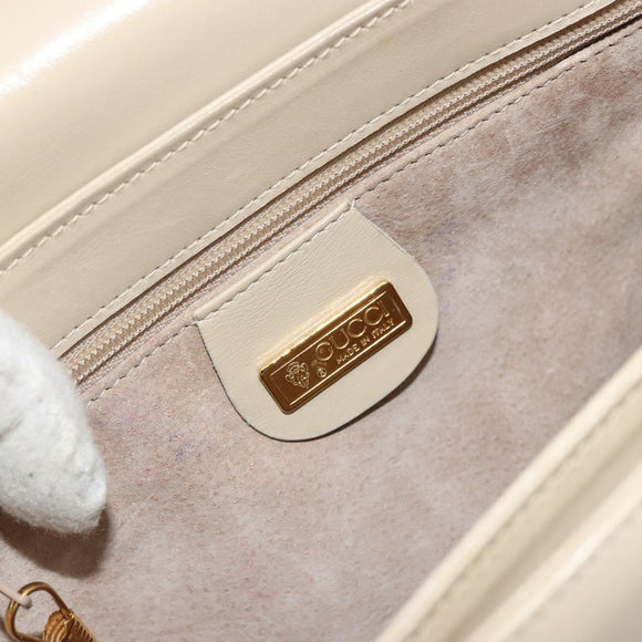 GUCCI Shoulder Bag Leather Beige Gold 26 001 0647 Auth 178561