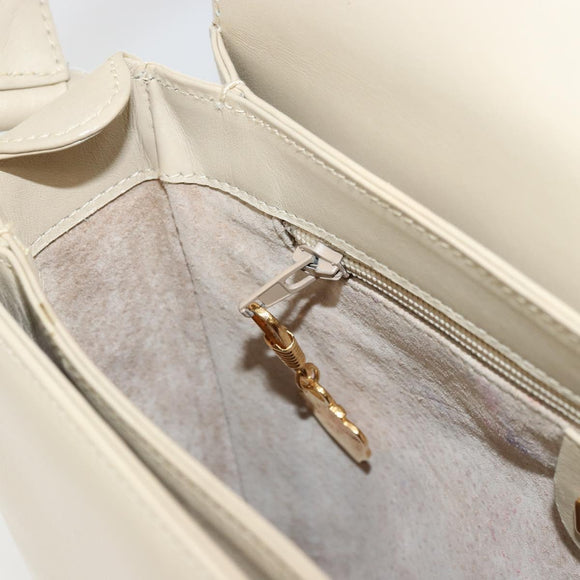 GUCCI Shoulder Bag Leather Beige Gold 26 001 0647 Auth 178561