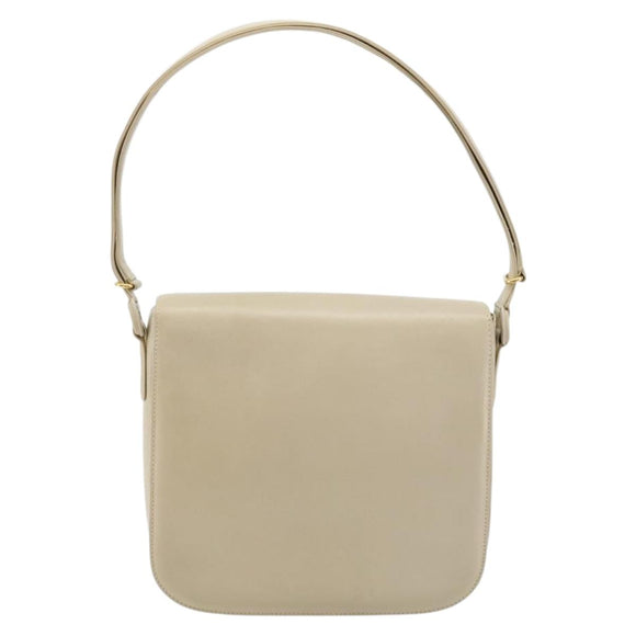 GUCCI Shoulder Bag Leather Beige Gold 26 001 0647 Auth 178561