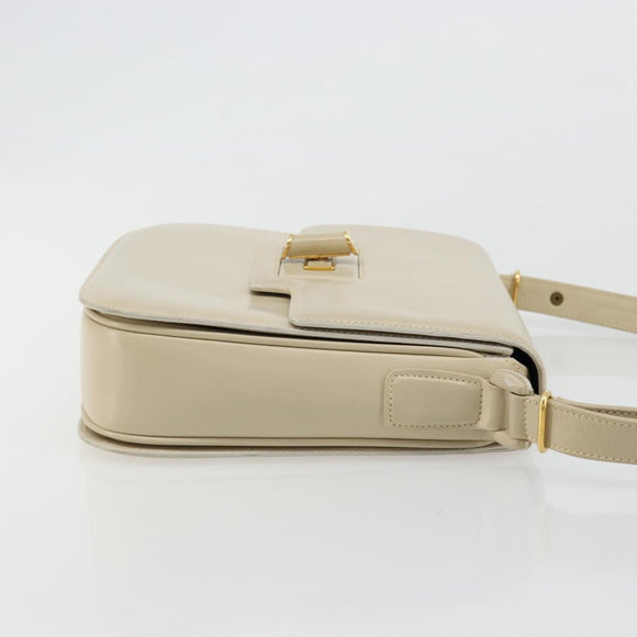 GUCCI Shoulder Bag Leather Beige Gold 26 001 0647 Auth 178561