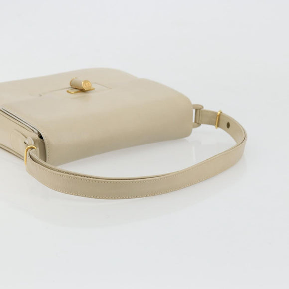 GUCCI Shoulder Bag Leather Beige Gold 26 001 0647 Auth 178561