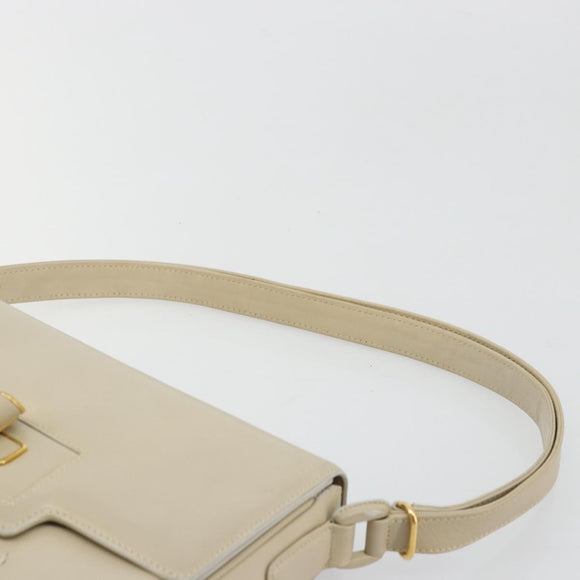GUCCI Shoulder Bag Leather Beige Gold 26 001 0647 Auth 178561
