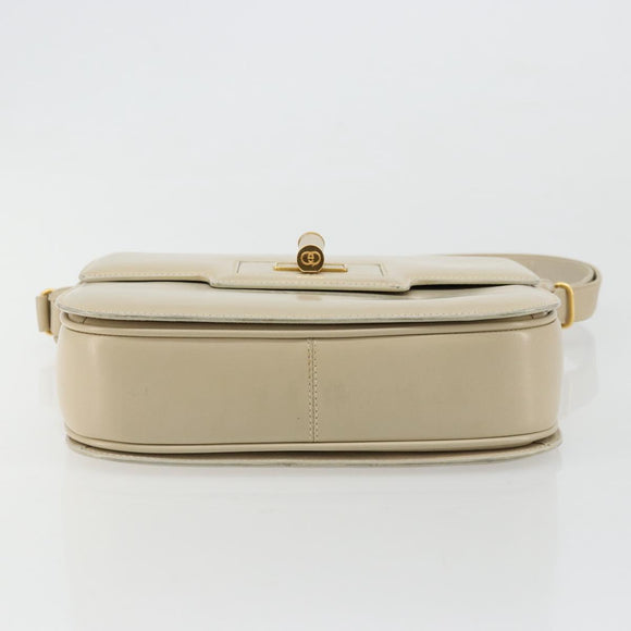 GUCCI Shoulder Bag Leather Beige Gold 26 001 0647 Auth 178561