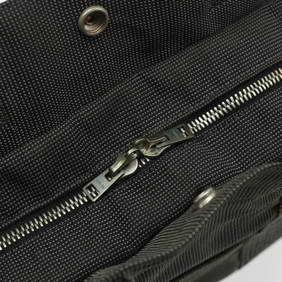 HERMES Her Line MM Hand Bag Canvas Gray Silver Auth 178570