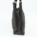 HERMES Her Line MM Hand Bag Canvas Gray Silver Auth 178570-3