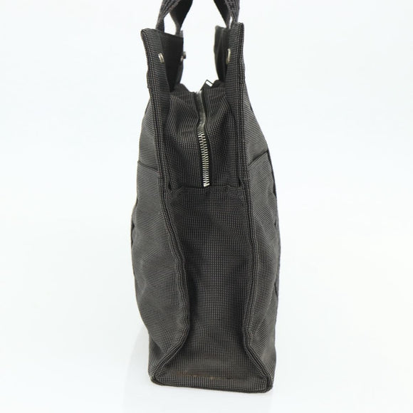 HERMES Her Line MM Hand Bag Canvas Gray Silver Auth 178570