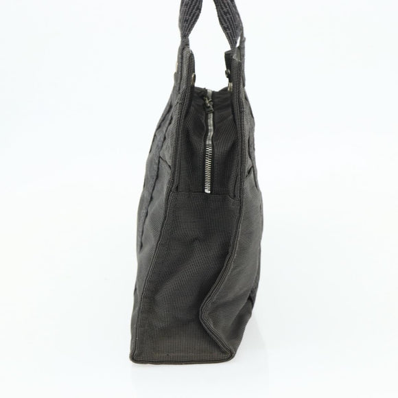 HERMES Her Line MM Hand Bag Canvas Gray Silver Auth 178570