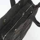 HERMES Her Line MM Hand Bag Canvas Gray Silver Auth 178570-6