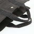 HERMES Her Line MM Hand Bag Canvas Gray Silver Auth 178570-7