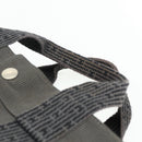 HERMES Her Line MM Hand Bag Canvas Gray Silver Auth 178570-8