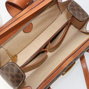 CELINE Macadam Canvas Handtas PVC Leer Bruin Goud Auth 178576A-10