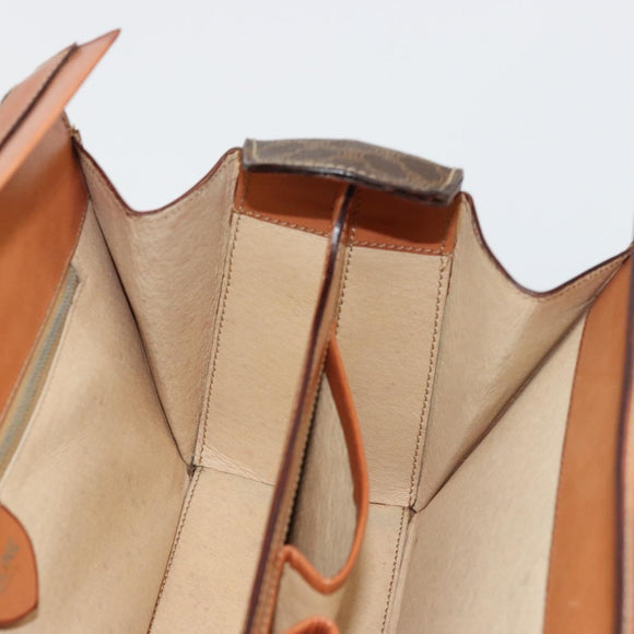 CELINE Macadam Canvas Handtas PVC Leer Bruin Goud Auth 178576A