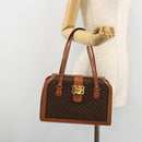 CELINE Macadam Canvas Handtas PVC Leer Bruin Goud Auth 178576A-23
