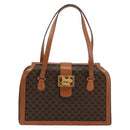 CELINE Macadam Canvas Handtas PVC Leer Bruin Goud Auth 178576A-13