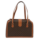 CELINE Macadam Canvas Handtas PVC Leer Bruin Goud Auth 178576A-2