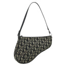 Christian Dior Trotter Canvas Saddle Accessory Pouch Black Silver Auth 178581A-1