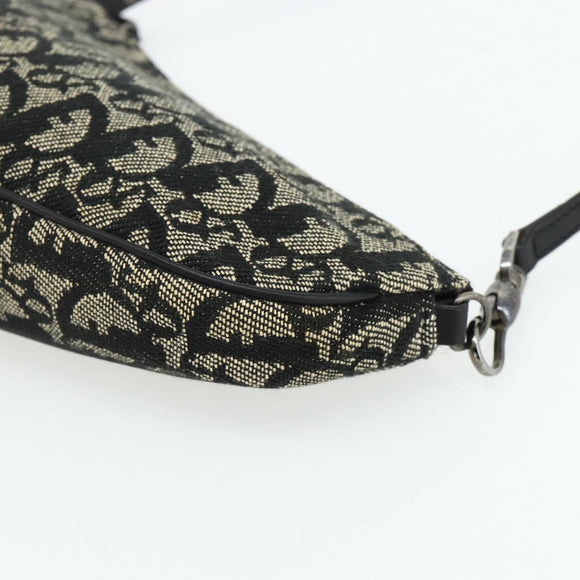 Christian Dior Trotter Canvas Saddle Accessory Pouch Black Silver Auth 178581A