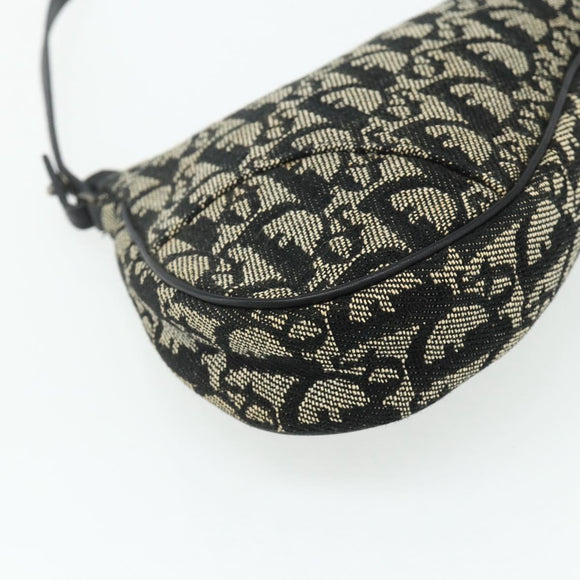 Christian Dior Trotter Canvas Saddle Accessory Pouch Black Silver Auth 178581A