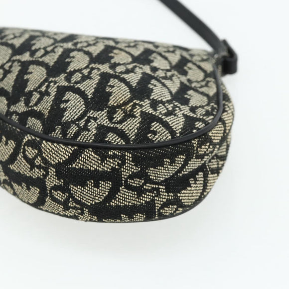 Christian Dior Trotter Canvas Saddle Accessory Pouch Black Silver Auth 178581A