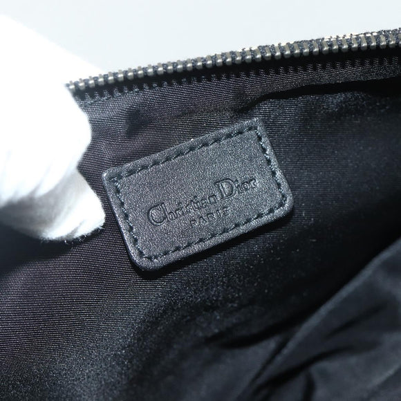 Christian Dior Trotter Canvas Saddle Accessory Pouch Black Silver Auth 178581A