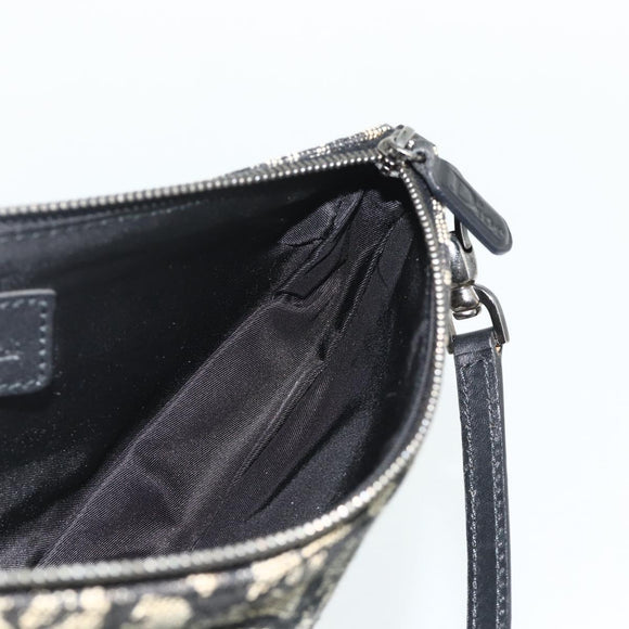 Christian Dior Trotter Canvas Saddle Accessory Pouch Black Silver Auth 178581A
