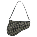 Christian Dior Trotter Canvas Saddle Accessory Pouch Black Silver Auth 178581A-13