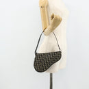 Christian Dior Trotter Canvas Saddle Accessory Pouch Black Silver Auth 178581A-20