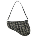 Christian Dior Trotter Canvas Saddle Accessory Pouch Black Silver Auth 178581A-2