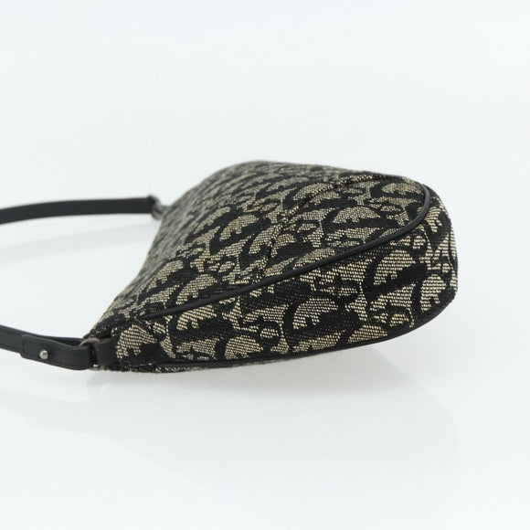 Christian Dior Trotter Canvas Saddle Accessory Pouch Black Silver Auth 178581A