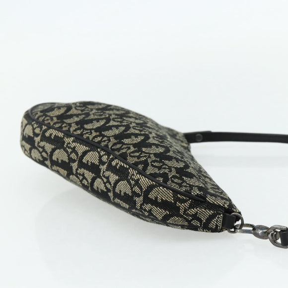 Christian Dior Trotter Canvas Saddle Accessory Pouch Black Silver Auth 178581A