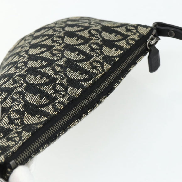 Christian Dior Trotter Canvas Saddle Accessory Pouch Black Silver Auth 178581A