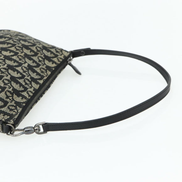 Christian Dior Trotter Canvas Saddle Accessory Pouch Black Silver Auth 178581A