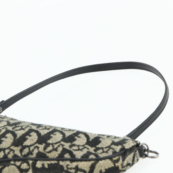 Christian Dior Trotter Canvas Saddle Accessory Pouch Black Silver Auth 178581A
