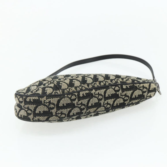 Christian Dior Trotter Canvas Saddle Accessory Pouch Black Silver Auth 178581A