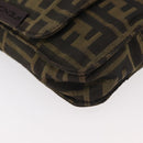 FENDI Zucca Canvas Shoulder Bag Black Brown Auth 178582-15