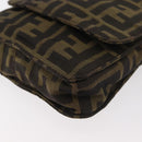 FENDI Zucca Canvas Shoulder Bag Black Brown Auth 178582-16