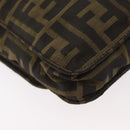 FENDI Zucca Canvas Shoulder Bag Black Brown Auth 178582-17