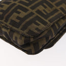 FENDI Zucca Canvas Shoulder Bag Black Brown Auth 178582-18