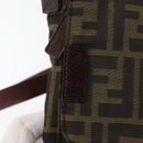 FENDI Zucca Canvas Shoulder Bag Black Brown Auth 178582-8