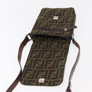 FENDI Zucca Canvas Shoulder Bag Black Brown Auth 178582-9