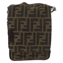 FENDI Zucca Canvas Shoulder Bag Black Brown Auth 178582-13