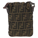 FENDI Zucca Canvas Shoulder Bag Black Brown Auth 178582-2