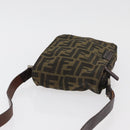 FENDI Zucca Canvas Shoulder Bag Black Brown Auth 178582-6