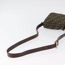 FENDI Zucca Canvas Shoulder Bag Black Brown Auth 178582-7