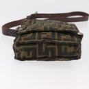 FENDI Zucca Canvas Shoulder Bag Black Brown Auth 178582-5
