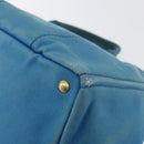 PRADA Canapa MM Hand Bag Canvas Light Blue Gold Auth 178585-11