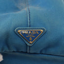 PRADA Canapa MM Hand Bag Canvas Light Blue Gold Auth 178585-14
