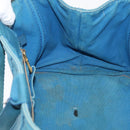 PRADA Canapa MM Hand Bag Canvas Light Blue Gold Auth 178585-18